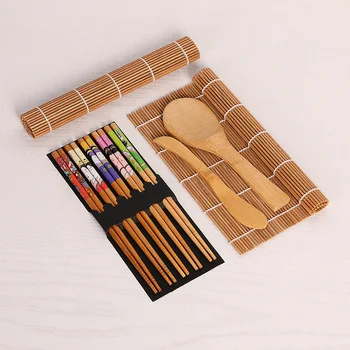 1set Japāņu Stila Bambusa Suši Maker Komplekts Suši Ritošā Paklājiņš, Rīsi Suši pagatavošanas Komplekti DIY Irbulīši Karoti Suši Rīki