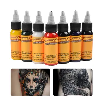 30ml 7Color Sajaukšanas Tetovējums Tintes Pastāvīgais Grims, Tattoo Krāsas Body Art Dabas Augu Pastāvīgu Pigmenta Tetovējums Tintes Komplekts Piederumi