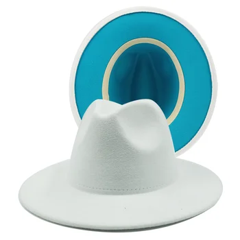 Jaunu Krāsu Fedora Cepuri Sievietes Cilvēks Panama Baznīcas Partiju Cepures, Vīriešu Cepuru Modes Dāmas Platām Malām Fedoras Džeza Klp Rudens ziemas Cepure