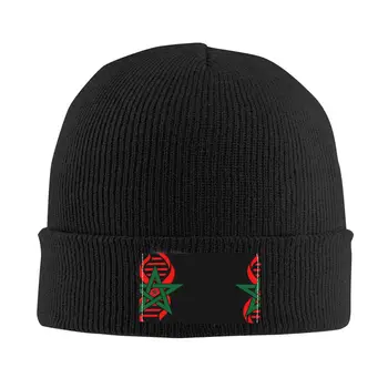 Marokas Karogu Sunīti Cepures Iela Adīšanas Cepures Sievietēm, Vīriešiem, Ziemā Silts Manu DNS Maroka Skullies Beanies Vāciņi