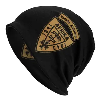 Vērmahta Sunīti Cepures DAK Deutsches Afrika Korps Āfrikas Adīta Cepure Goth Skullies Beanies Cepures Ziemas Siltā Termiski Elastīgās Vāciņi